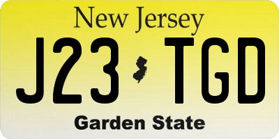 NJ license plate J23TGD