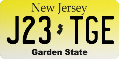 NJ license plate J23TGE