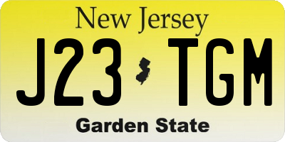NJ license plate J23TGM