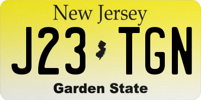 NJ license plate J23TGN
