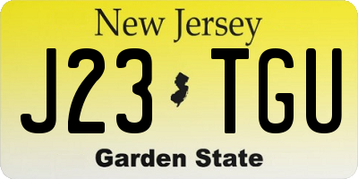 NJ license plate J23TGU
