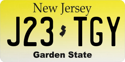 NJ license plate J23TGY
