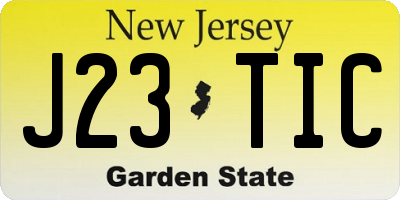 NJ license plate J23TIC