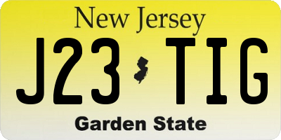 NJ license plate J23TIG