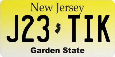 NJ license plate J23TIK