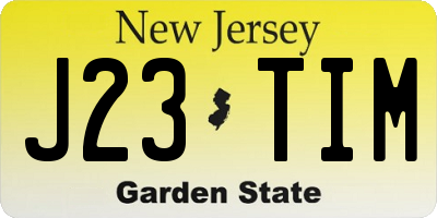 NJ license plate J23TIM