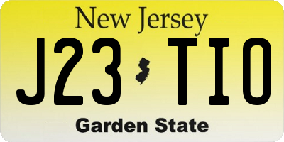 NJ license plate J23TIO