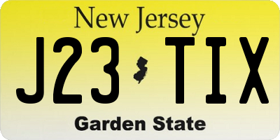 NJ license plate J23TIX