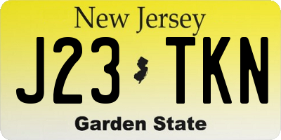 NJ license plate J23TKN