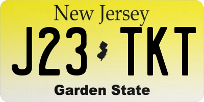 NJ license plate J23TKT