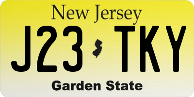 NJ license plate J23TKY