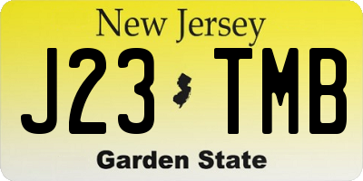 NJ license plate J23TMB