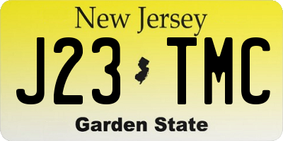NJ license plate J23TMC