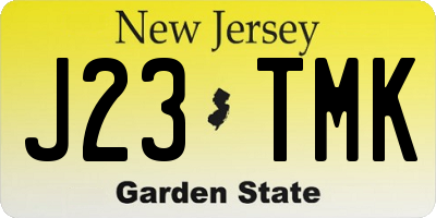 NJ license plate J23TMK