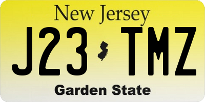 NJ license plate J23TMZ