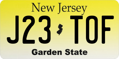 NJ license plate J23TOF