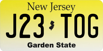 NJ license plate J23TOG