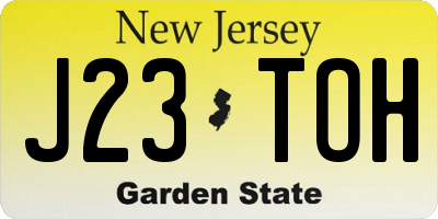 NJ license plate J23TOH