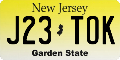 NJ license plate J23TOK