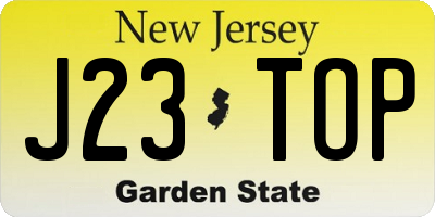 NJ license plate J23TOP
