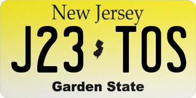 NJ license plate J23TOS