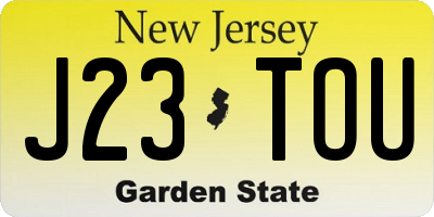 NJ license plate J23TOU