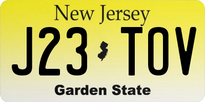 NJ license plate J23TOV