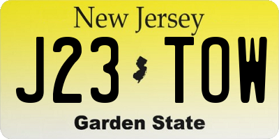NJ license plate J23TOW