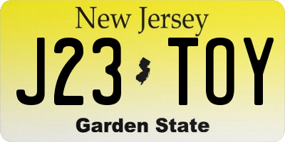 NJ license plate J23TOY