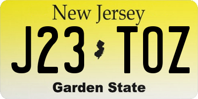 NJ license plate J23TOZ