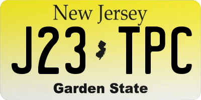NJ license plate J23TPC