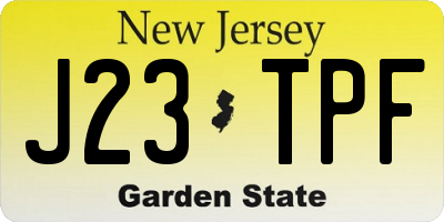 NJ license plate J23TPF