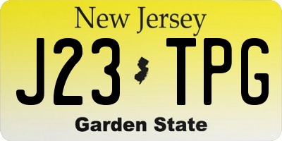 NJ license plate J23TPG