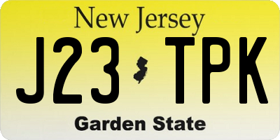 NJ license plate J23TPK