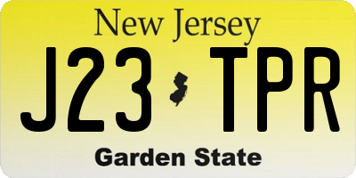 NJ license plate J23TPR