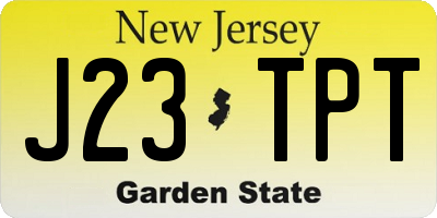 NJ license plate J23TPT