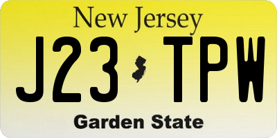 NJ license plate J23TPW