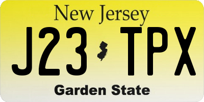 NJ license plate J23TPX