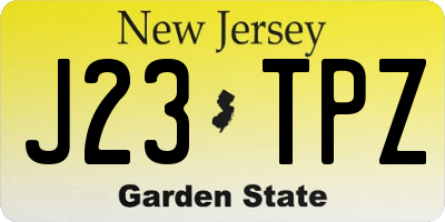 NJ license plate J23TPZ