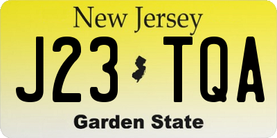 NJ license plate J23TQA