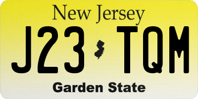 NJ license plate J23TQM