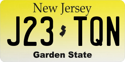 NJ license plate J23TQN