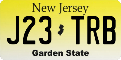 NJ license plate J23TRB
