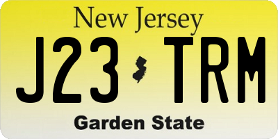 NJ license plate J23TRM