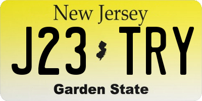 NJ license plate J23TRY