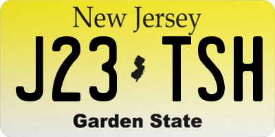 NJ license plate J23TSH