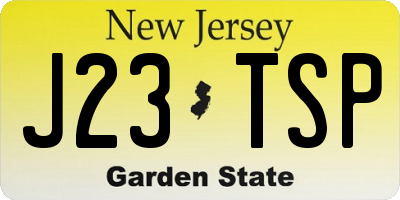 NJ license plate J23TSP
