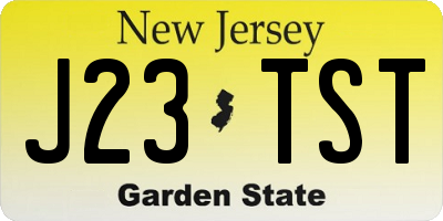 NJ license plate J23TST