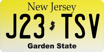 NJ license plate J23TSV