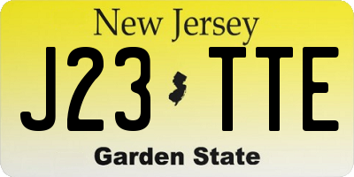 NJ license plate J23TTE